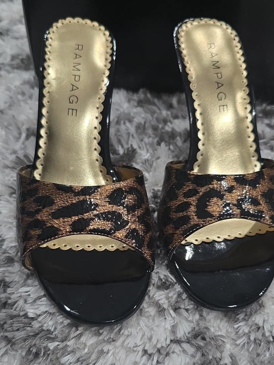Rampage Shoes - Rampage Leopard-Print Slide Mules in Black and Brown